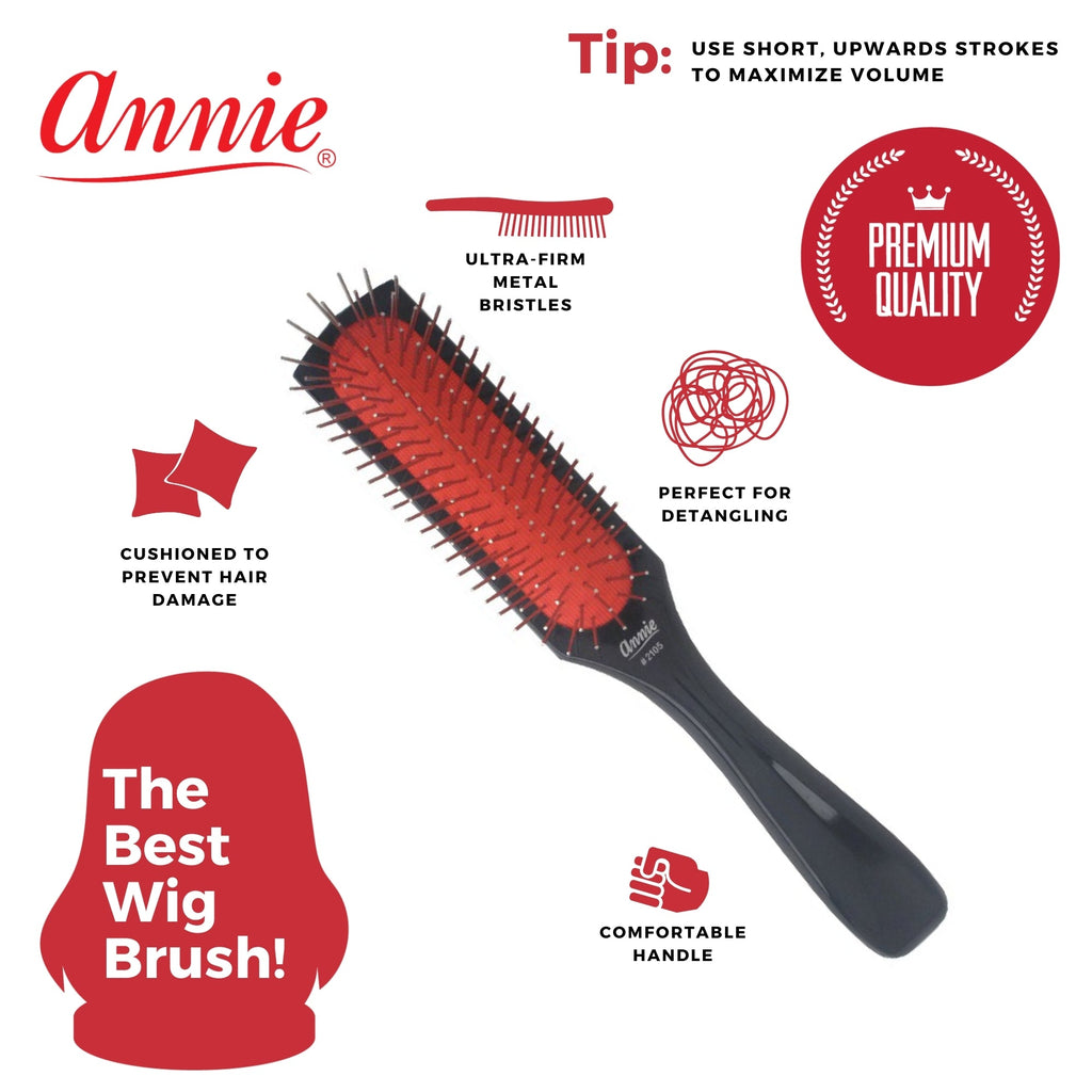 Annie Wire Cushion Wig Brush, Black