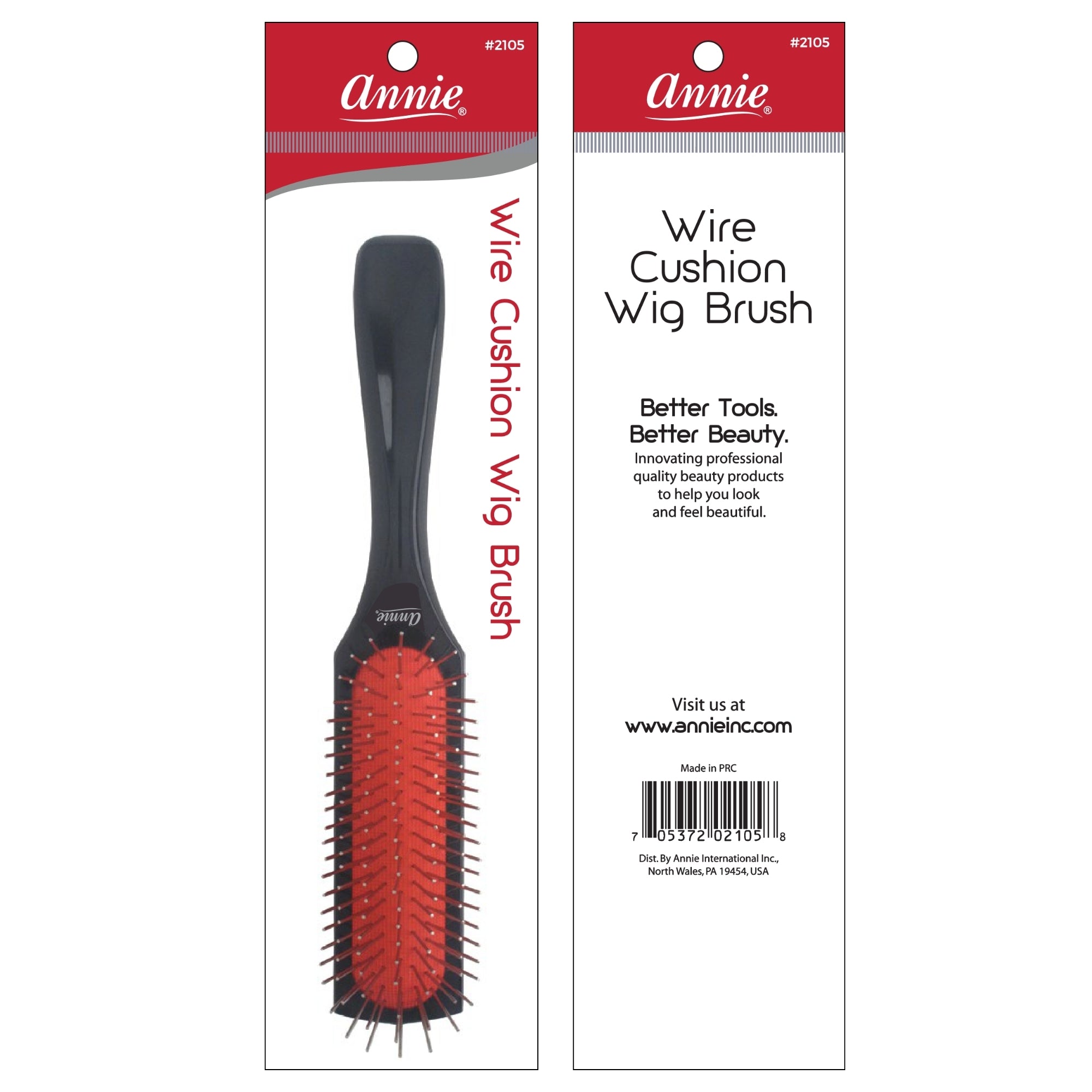 Annie Wire Cushion Wig Brush, Black