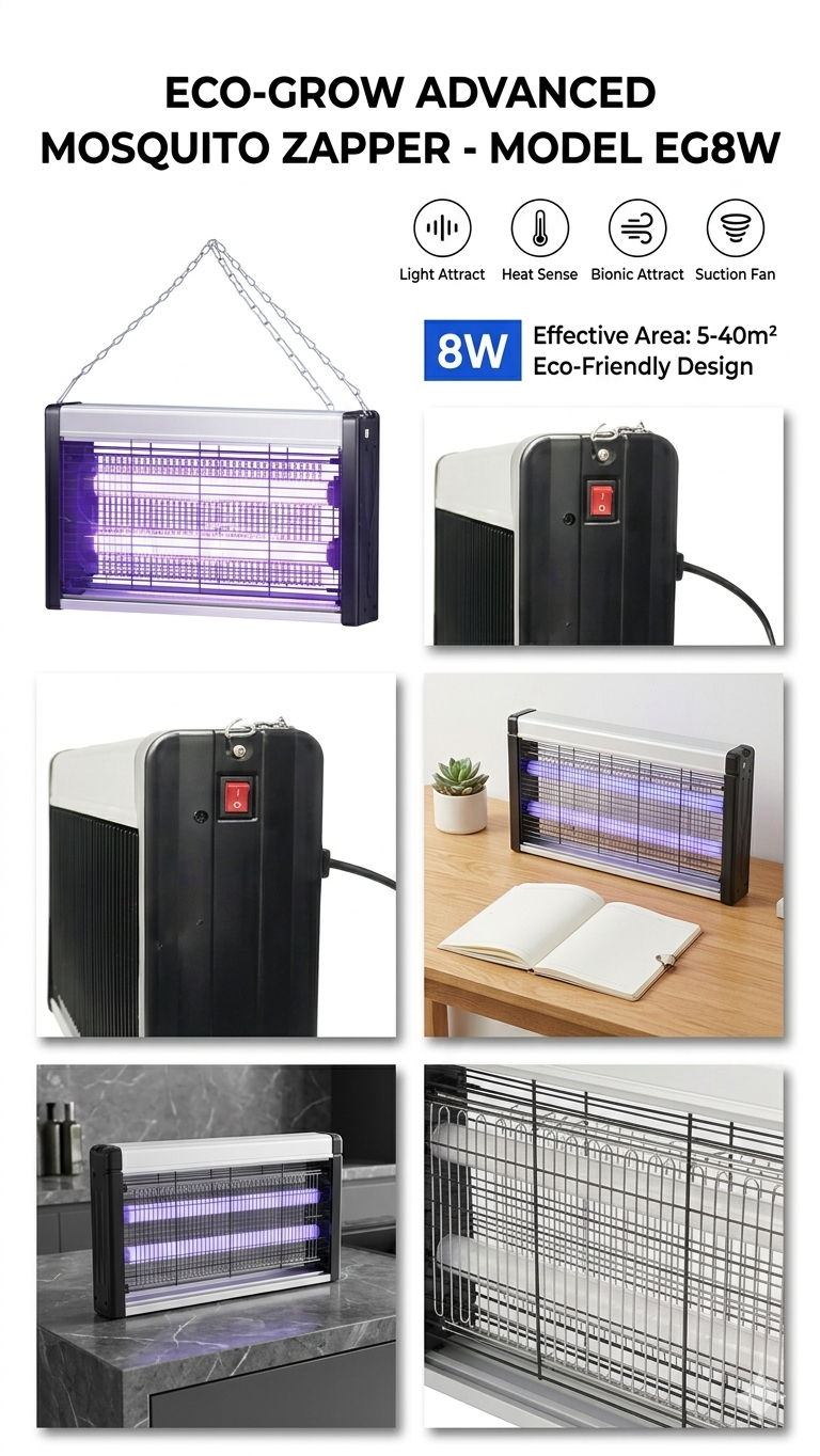 UV Electric Mosquito Zapper & Fly Killer Lamp – 360° Parallel Protection for Home & Commercial Use