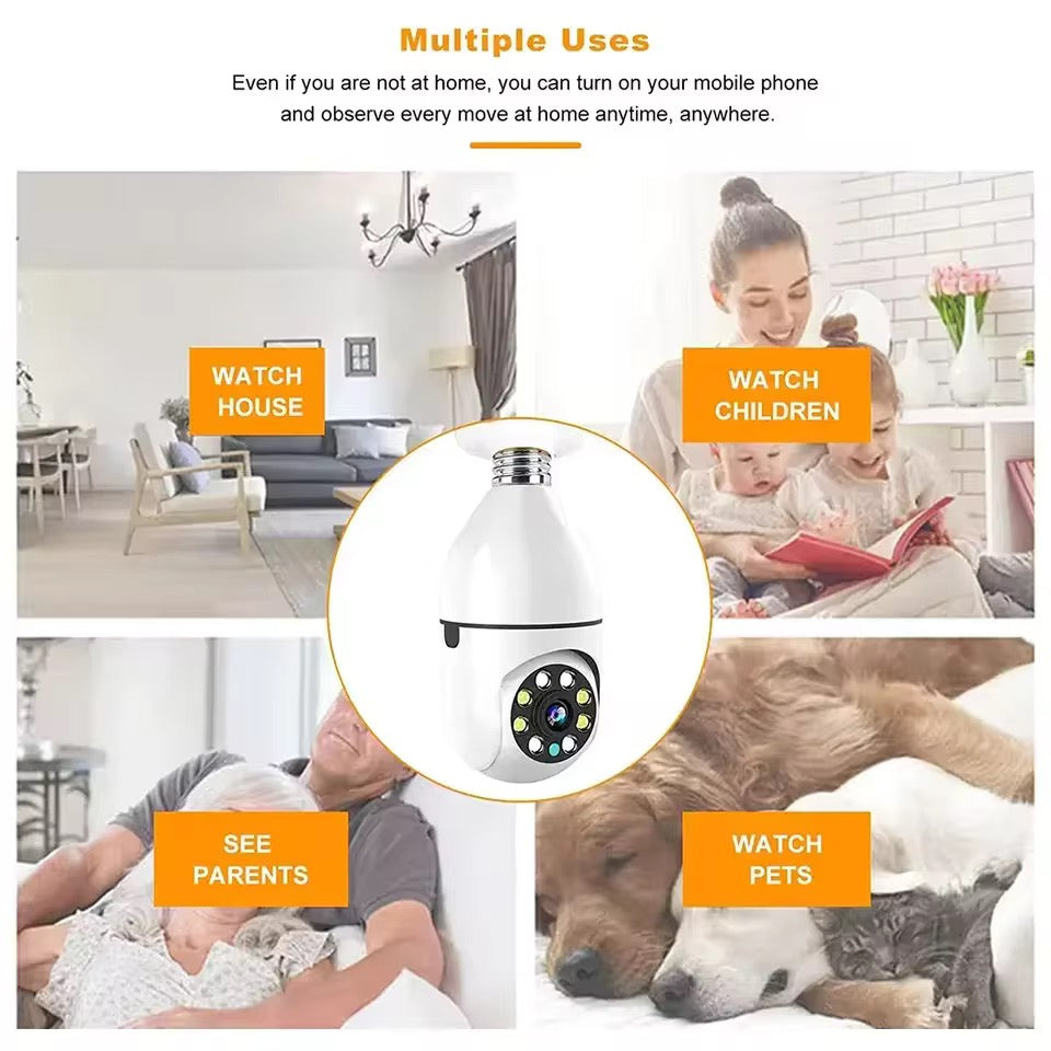 Light bulb security camera/ Live feed / Nightvision / 360 Degree