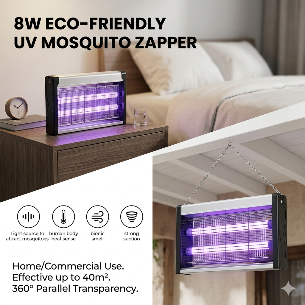 UV Electric Mosquito Zapper & Fly Killer Lamp – 360° Parallel Protection for Home & Commercial Use
