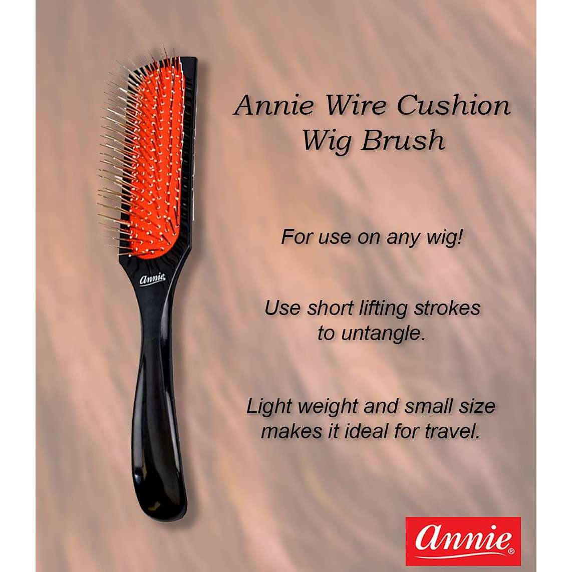Annie Wire Cushion Wig Brush, Black